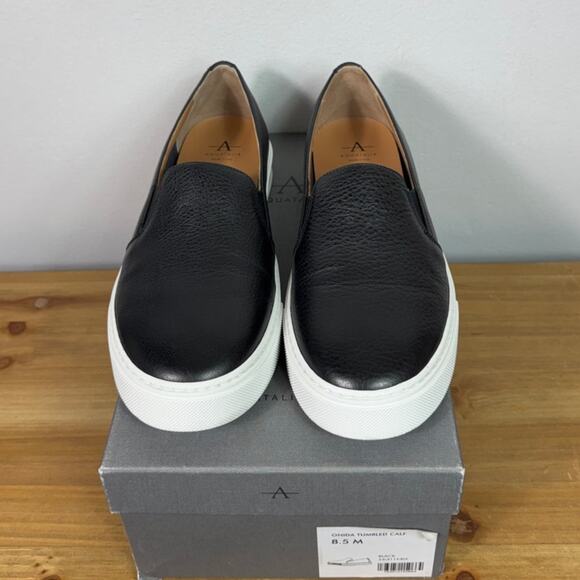Aquatalia Shoes - Aquatalia Onida Slip-on Sneaker in Black Leather Women's Size 8.5